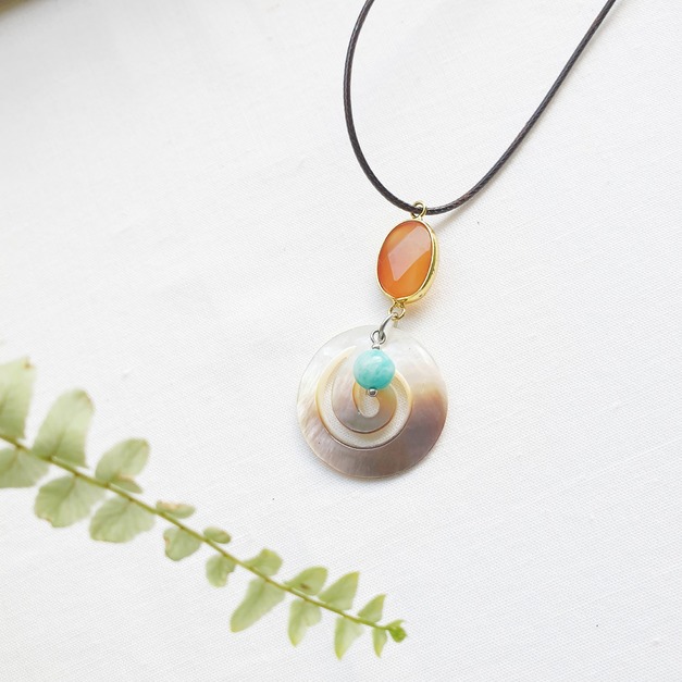 ｜蝶貝貝雕｜黑蝶貝寶石可調節項鍊