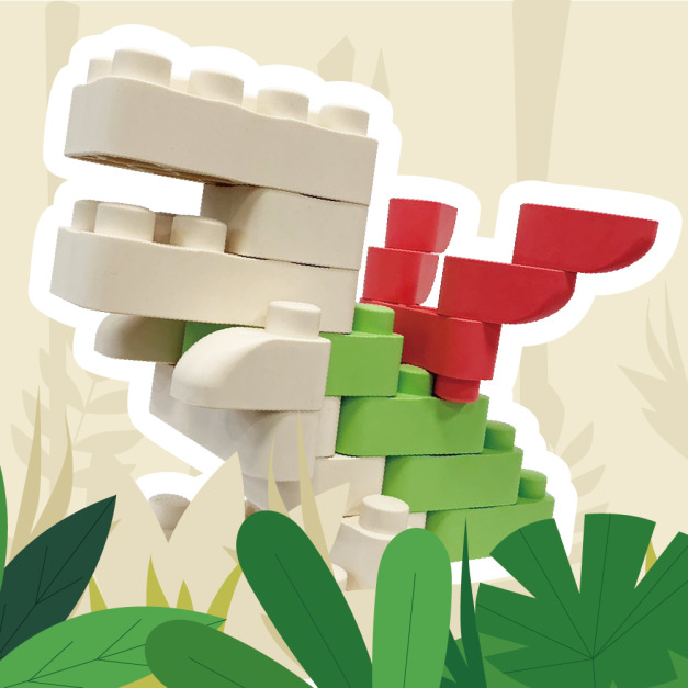 MiToy米多益｜天然米香積木-史前恐龍(含品牌收納袋)