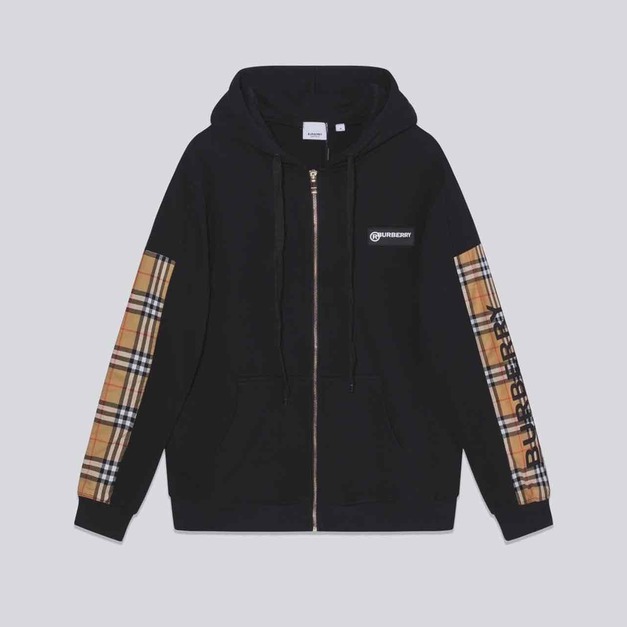 BURBERRY 經典logo袖棉質連帽外套