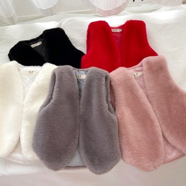 毛絨絨外搭背心-粉80,紅80,紅90