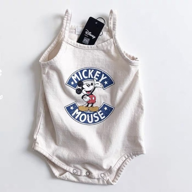 復古風米奇細肩包屁衣-白66