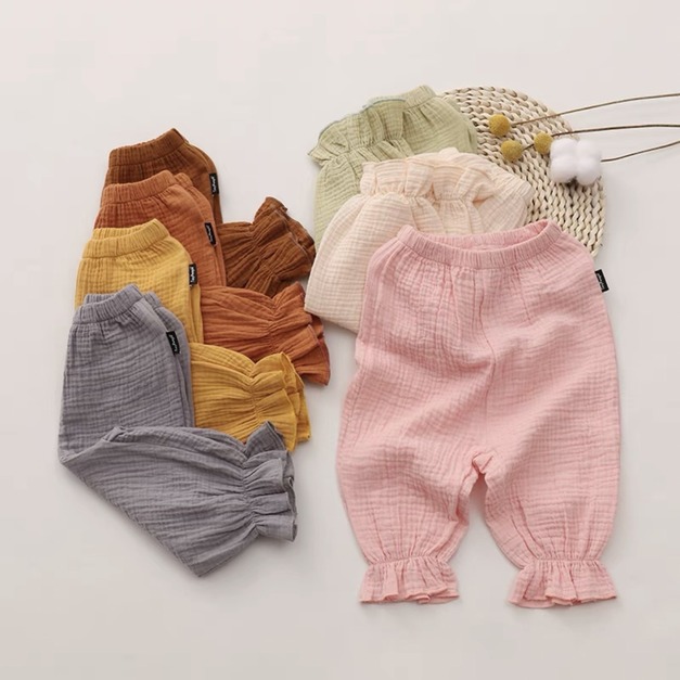 純棉皺皺防蚊褲-米66,粉66