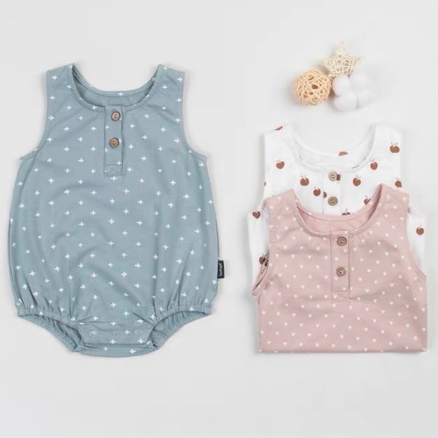 滿版小愛心無袖包屁衣-粉73