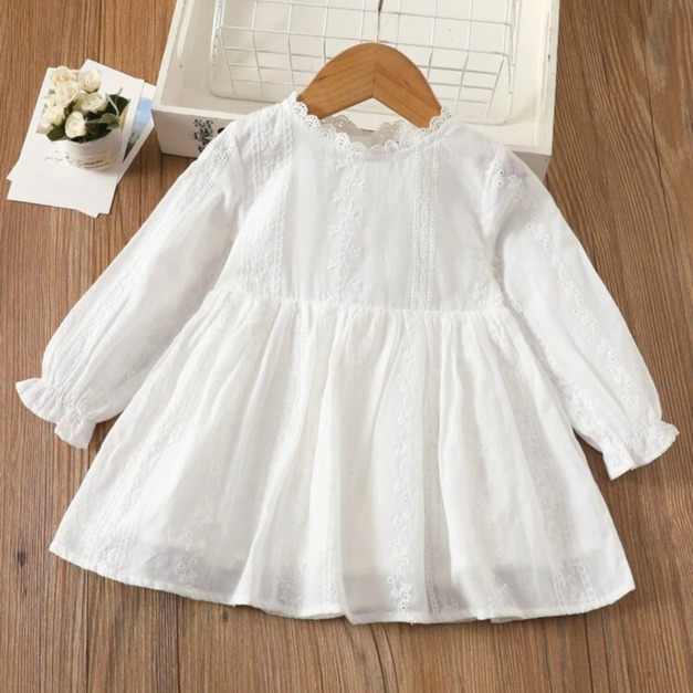 荷葉袖氣質蕾絲棉質洋裝-80