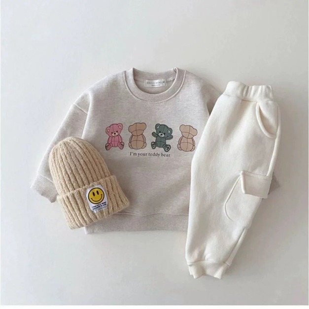 ins韓版小熊好朋友長袖衛衣-灰73