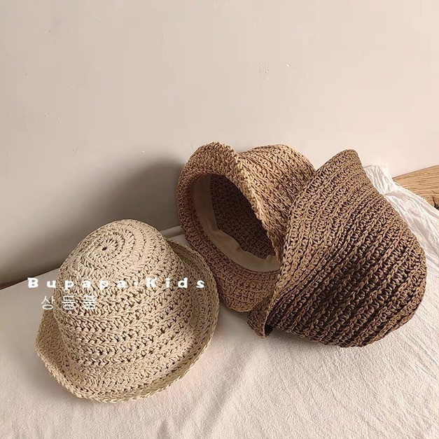 森林系草編漁夫帽-米白,麻,咖