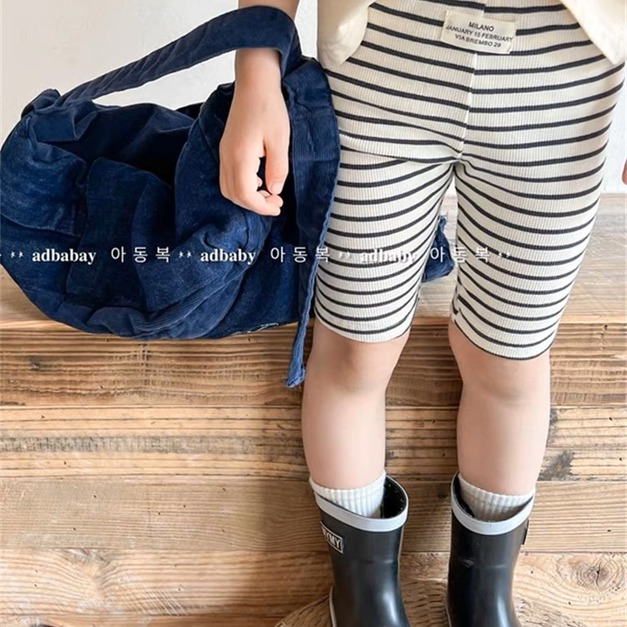 條紋標籤坑條五分褲-黑80 灰80,120