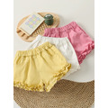 微甜風荷葉花邊短褲-白100/黃80,90,100/粉80,110