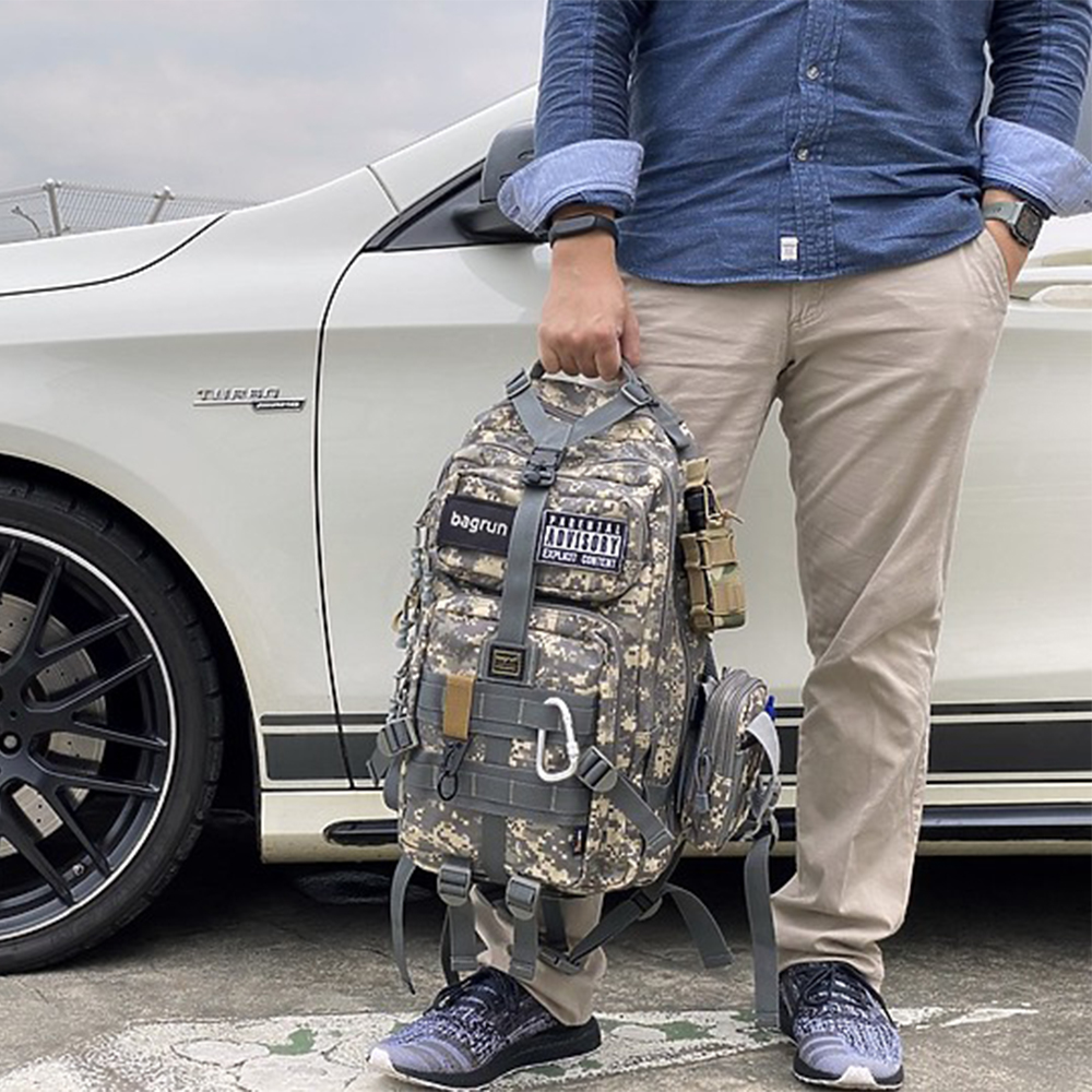 外出最佳機能背包 bagrun 二代都會玩家軍事風格瞬開後背包 暮色迷彩