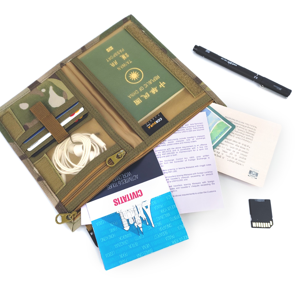 台灣設計軍風護照包/軍風機能隨行貼身小包