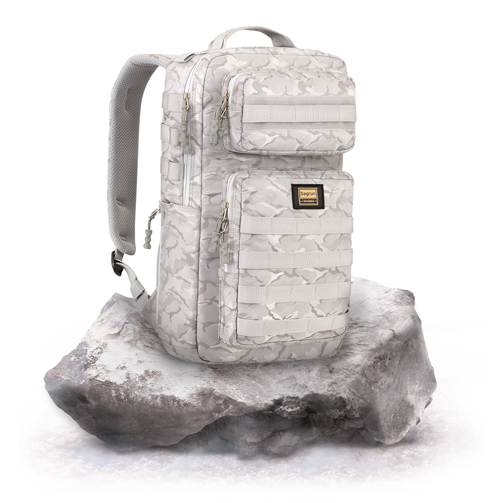 bagrun潮流玩家軍風迷彩後背包-極地迷彩