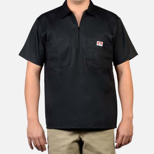 BEN-DAVIS BEN-1/2 Zip Short Sleeve Stripe 短袖襯衫 套頭 工裝 基本色 6色