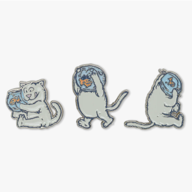 RIPNDIP RNDFALL25174 Fish Bowl Pin Pack 質感金屬別針 中指貓 三入 NVM