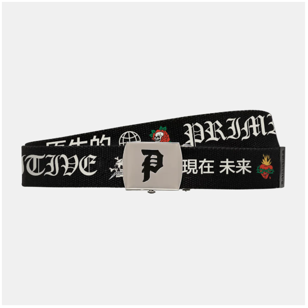 NEVERMIND PRIMITIVE PA326A02 OUTSIDER BELT 皮帶 銀扣