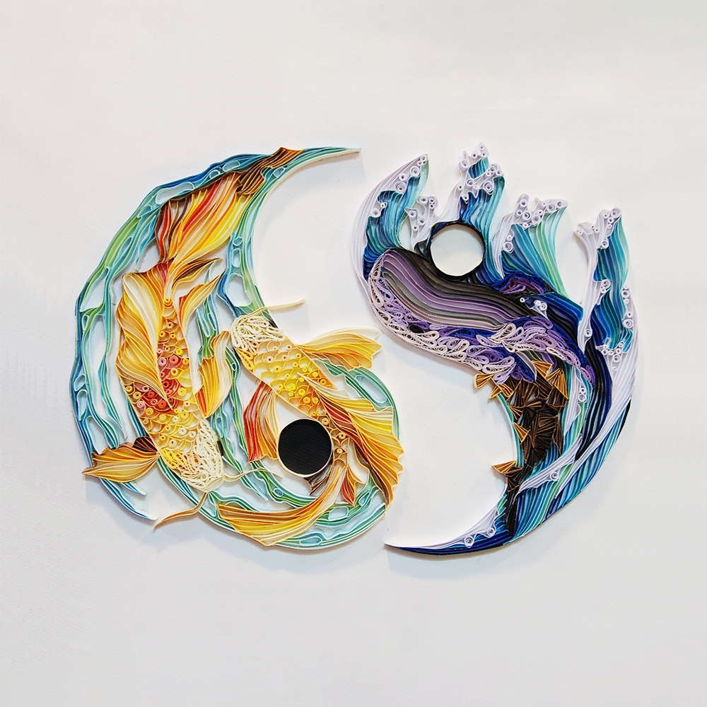 藝想太極－鯨與鯉魚，賴佳玲/db双瓶 _42x38x4.5cm，2021