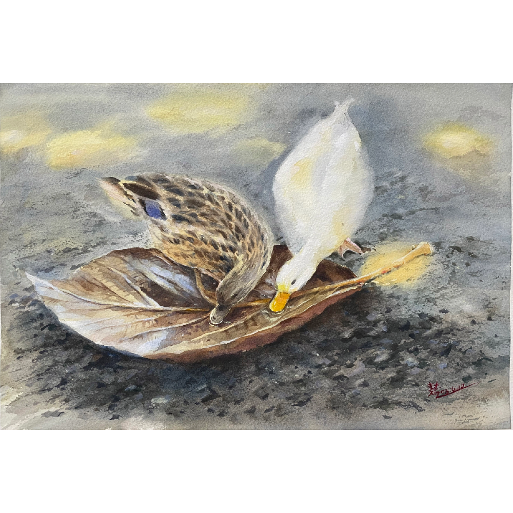 鴨聲鴨飲，洪慧娟 _37x28cm，2023