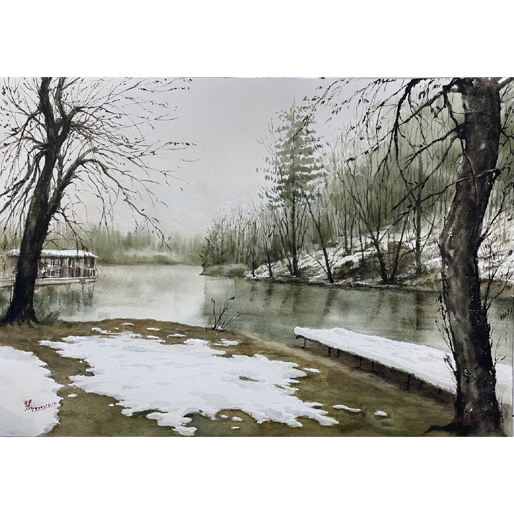 16湖初冬，洪慧娟 _51x36cm，2022