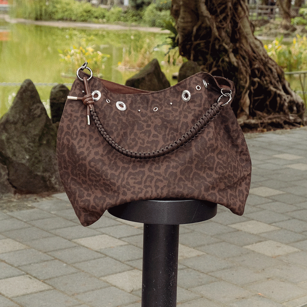 *現貨 Tote Bag 繩索造型單肩包 （低調咖豹紋）