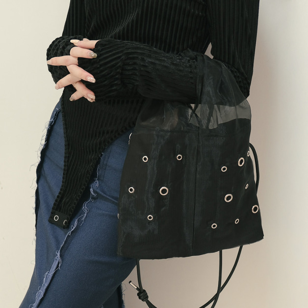 Tote Bag 迷你側背包（歐根紗銀釦造型）