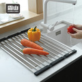 【日本霜山】304不鏽鋼捲簾折疊式瀝水架/隔熱墊_1