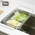 【日本霜山】304不鏽鋼水槽用伸縮式蔬果/餐具瀝水籃-大_1