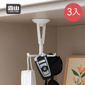 【日本霜山】免鑽釘旋轉式六爪型ABS收納掛勾-3入_2