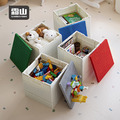 【日本霜山】繽紛積木造型摺疊收納箱25L(送台製積木1kg)-多色可選_5