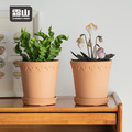 【日本霜山】復古風植纖環保花盆(附托盤)-多色可選_2