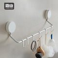 【日本霜山】日系簡約風無痕壁掛式毛巾架(附小掛勾6入)