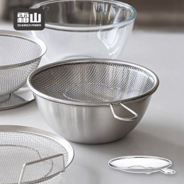 【日本霜山】304不鏽鋼單柄淺型濾網