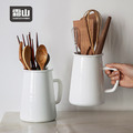【日本霜山】日式復古風琺瑯廚具收納瓶/花瓶(附把手)