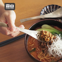 【日本霜山】304不鏽鋼漏勺餐勺兩件組