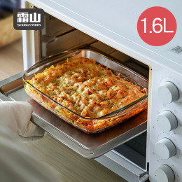 【日本霜山】雙耳耐熱玻璃烤盤/料理盤-1.6L