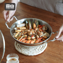 【日本霜山】雙耳不鏽鋼湯鍋/燉鍋(附蓋)-24cm(電磁爐可用)