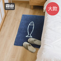 【日本霜山】小魚塗鴉防滑吸水快乾浴室踏墊(大)-48x76cm-多色可選_2