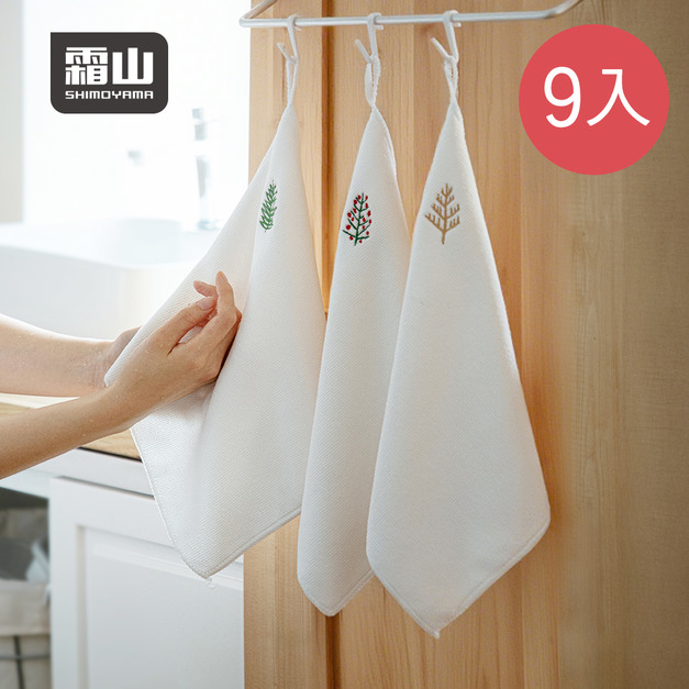 【日本霜山】日系刺繡風強力吸水擦手巾/運動擦巾(3條入/包)x3包組