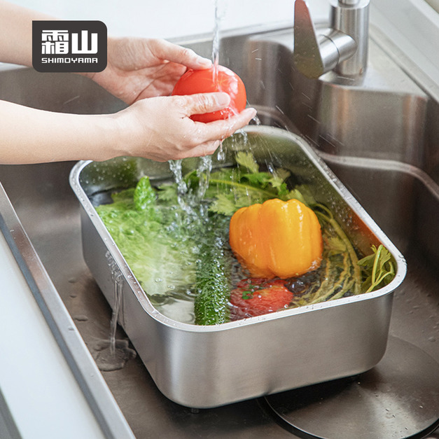 【日本霜山】304不鏽鋼水槽用防滑洗碗盆/洗菜籃
