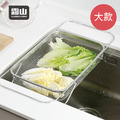 【日本霜山】304不鏽鋼水槽用伸縮式蔬果/餐具瀝水籃-大