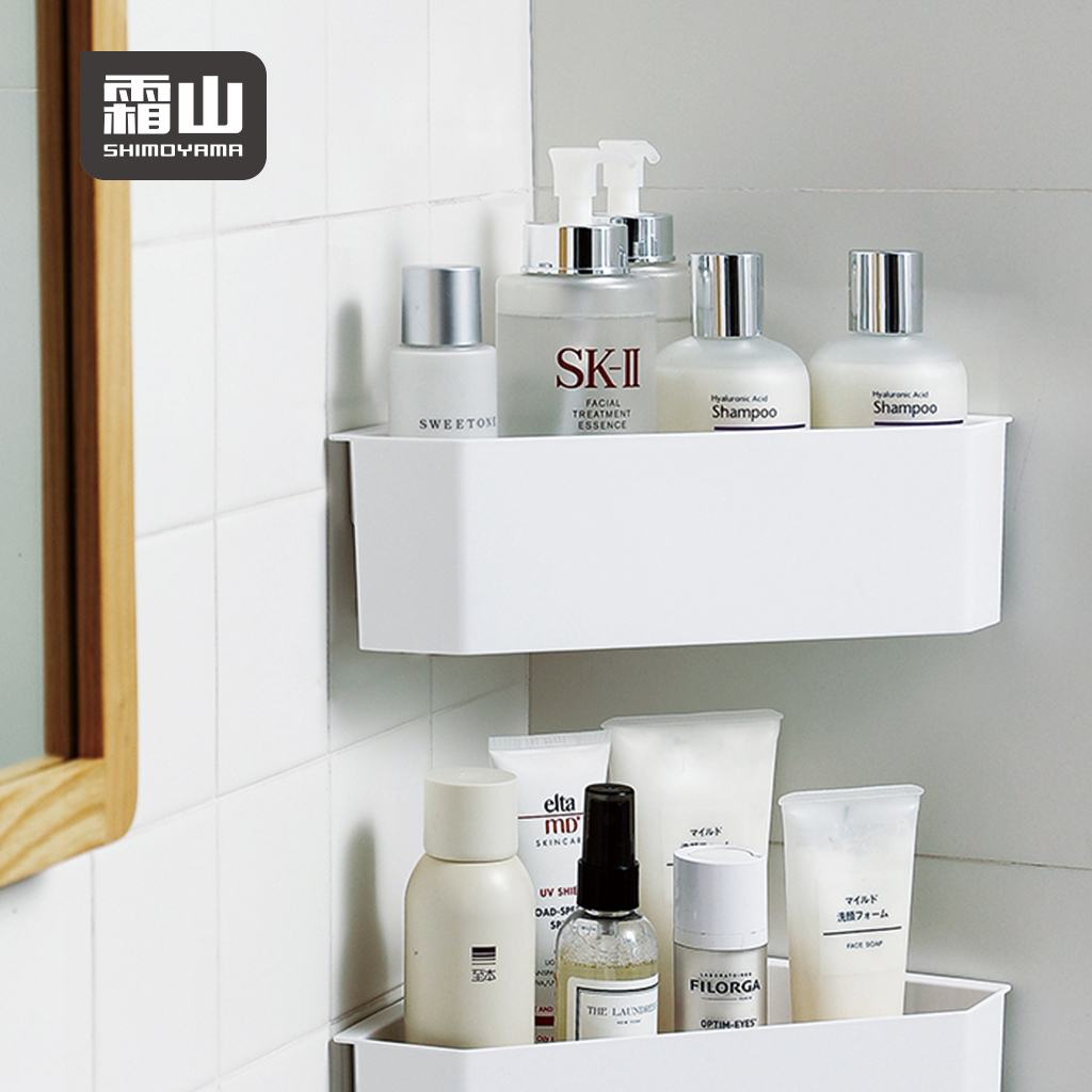 【日本霜山】免鑽釘無痕壁掛式轉角置物架