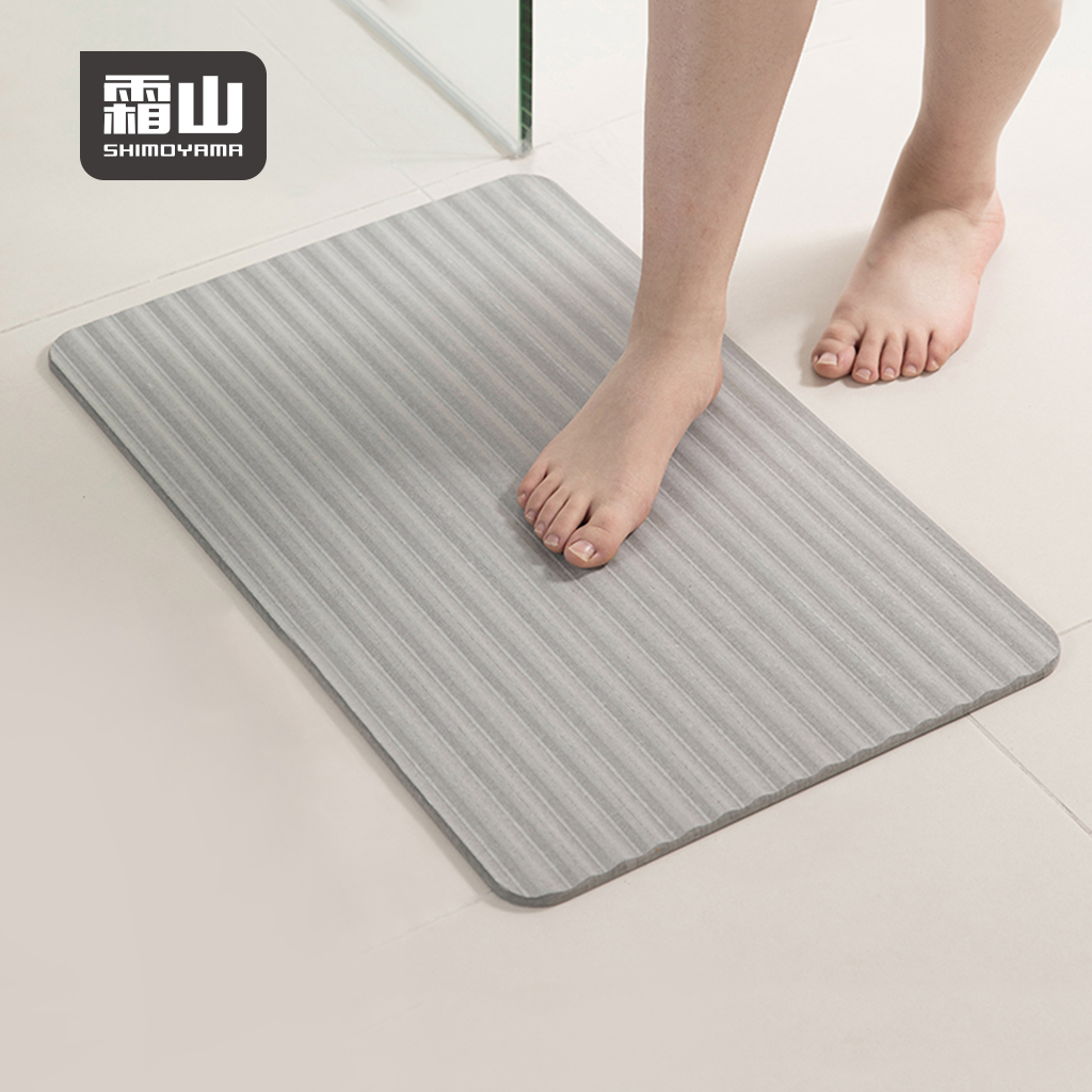 【日本霜山】波浪形珪藻土浴室地墊(附防滑墊)-39x60cm