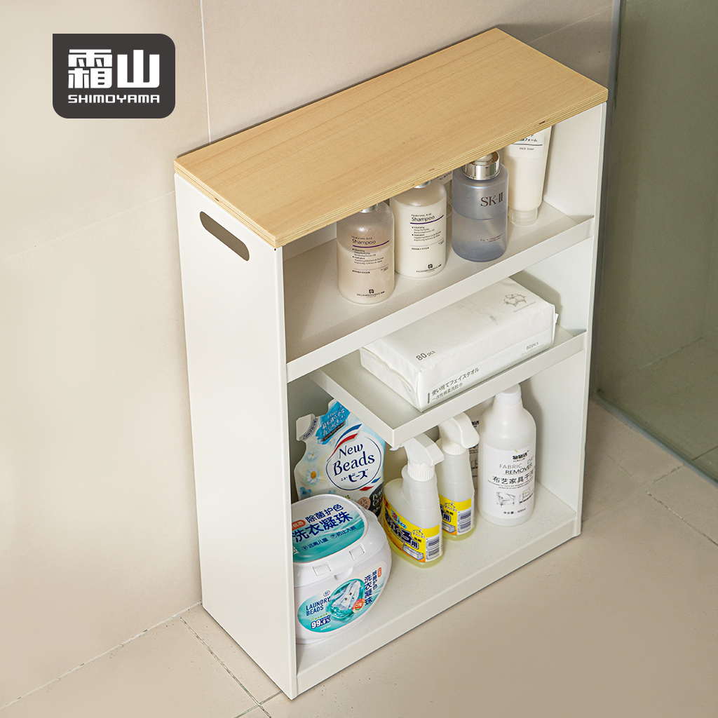 【日本霜山】浴室廁所用多層式隙縫置物架(附輪)-寬型18cm