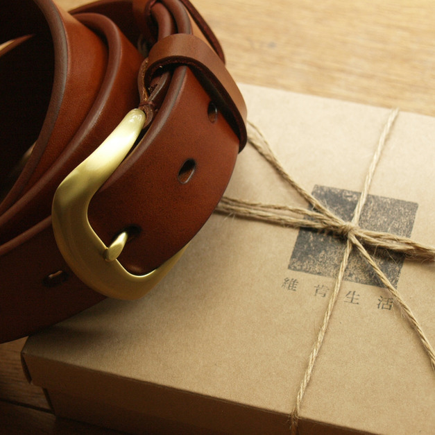 Caramel Coffee  義大利真皮腰帶/皮帶 (客製化刻印英文名/禮盒包裝)