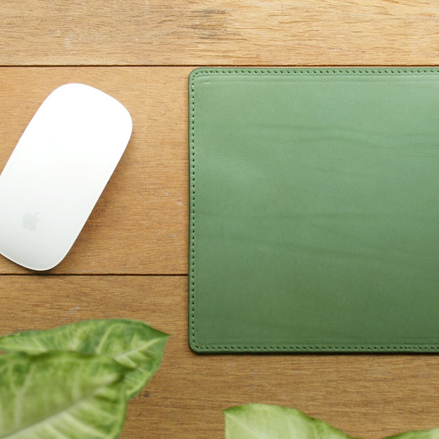 Grass Green 手工真皮滑鼠墊 (客製化刻印/禮物包裝)