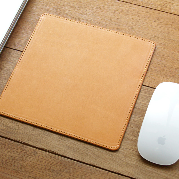 Classic Tan 手工真皮滑鼠墊 (客製化刻印/禮物包裝)