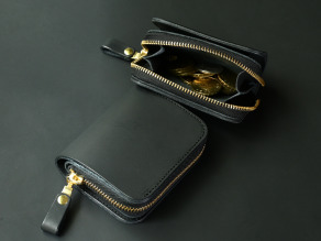 Gentle Black 手工真皮大容量零錢包/短夾/錢包(禮盒包裝/客製化刻印)