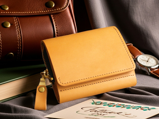 Classic Tan 手工真皮零錢包短夾 (客製化刻印英文名/禮盒包裝)