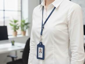 Navy Blue 手工真皮識別證套 (免費客製化刻印英文名/禮盒包裝)