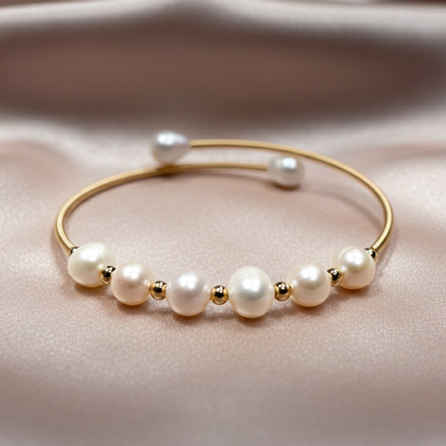 天然白色淡水珍珠手鏈 珍珠手環 