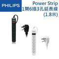 【PHILIPS 飛利浦】 Power Strip 1開6插 3孔延長線(1.8米)_1