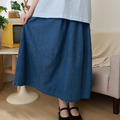 腰鬆緊百搭牛仔半長裙_1